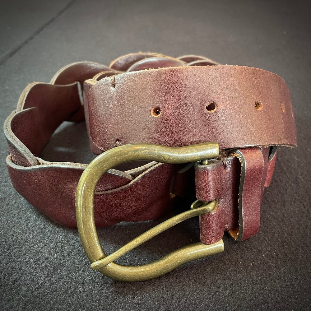 🤎Linked leather belt mahogany brown🤎
